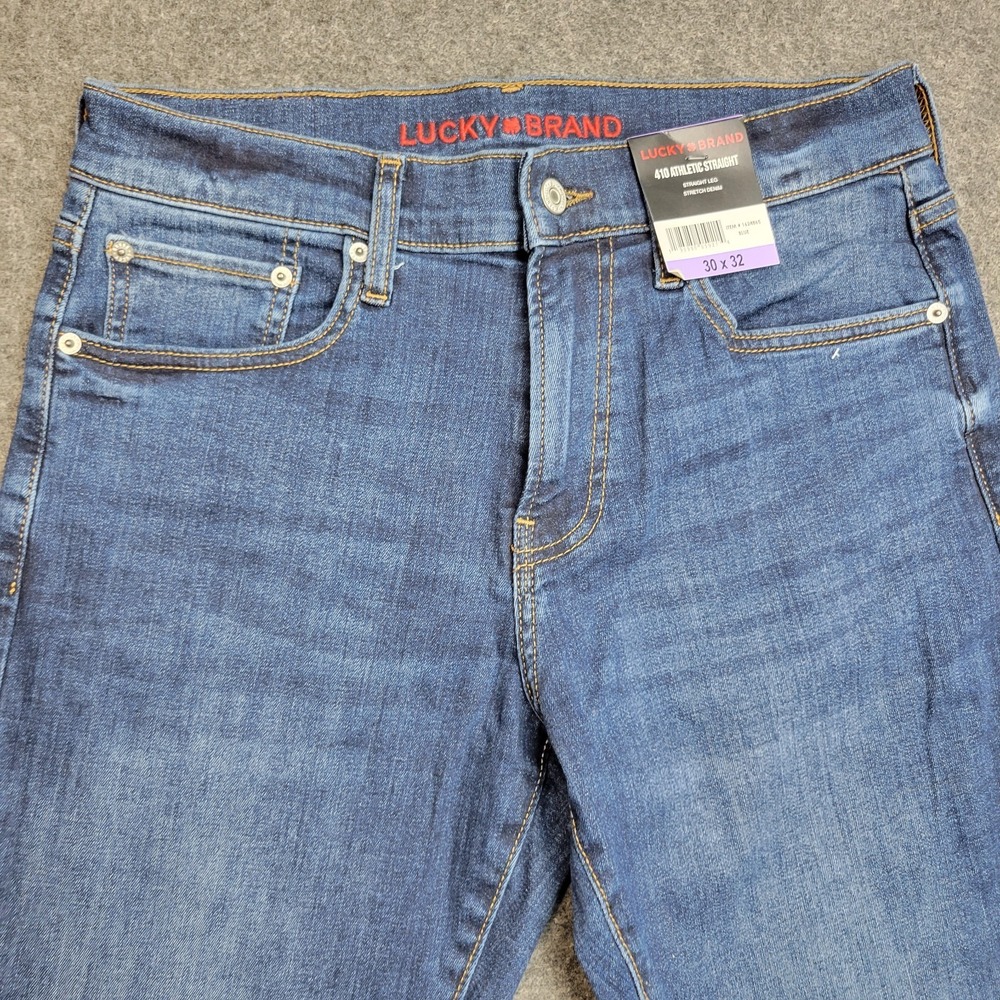 Lucky Brand Jeans Mens 30x32 Blue Denim Stretch 410 Athletic Straight Leg Dad - Picture 5 of 15